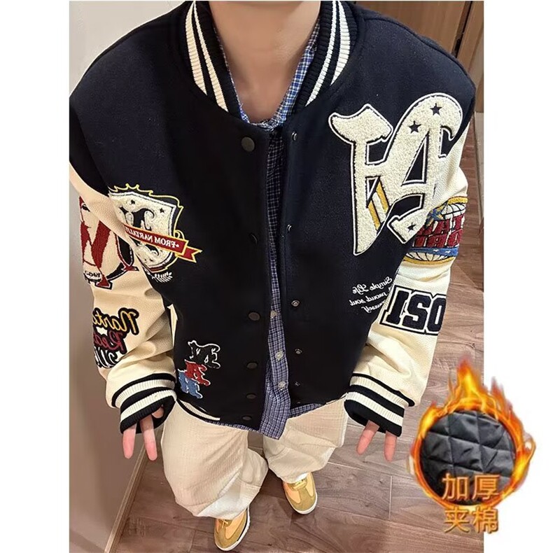 【004】字母刺绣棒球服外套男宽松休闲百搭情侣A079-WY417-66-76，女装短外套，电商A079
