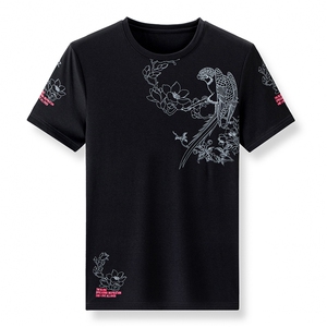 夏季新款中年男士短袖t恤薄款男装时尚休闲修身打底衫上衣服体恤图片