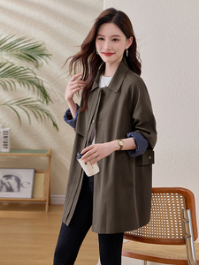 现货。中长款风衣外套女2025秋季新款韩版宽松休闲气质高级感图片