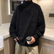 美式高街潮牌仿貂绒宽松高领拉链休闲百搭针织毛衣，男装针织衫/毛衣，星座410-7