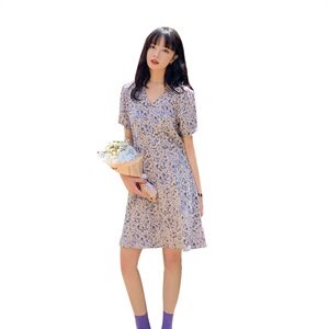 4月21号大货！2021新款紫色爆版小雏菊连衣裙165A-6505-P75-K128图片