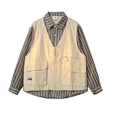 8XL-M假两件衬衫男美拉德日系复古新中式坎肩马甲马夹CS508TP68，男装衬衫，电商D206-1
