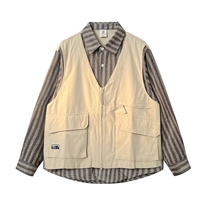 8XL-M 假两件衬衫男美拉德日系复古新中式坎肩马甲马夹CS508TP68图片