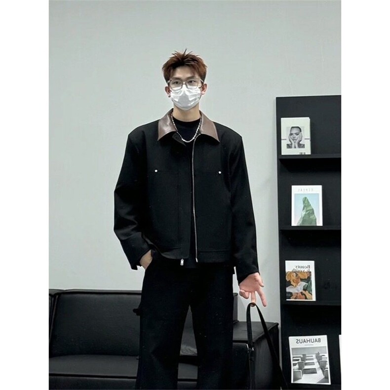 W9335-P73 网图现货 新款美式复古夹克设计感高级cleanfit外套图片