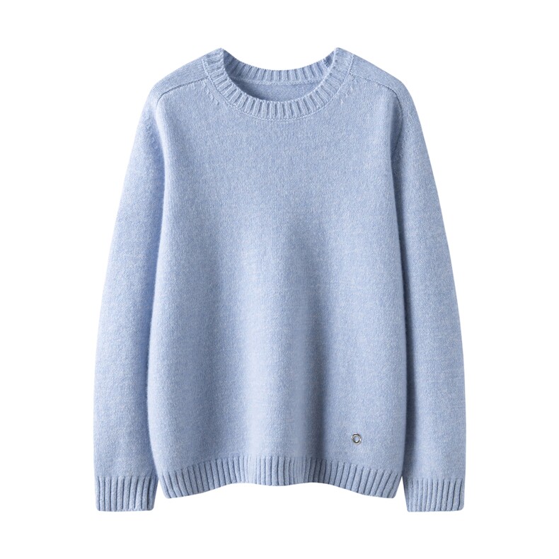 2025年秋季时尚百搭通勤简约休闲花衫圆领马鞍肩，女装羊绒衫，暖习羊绒