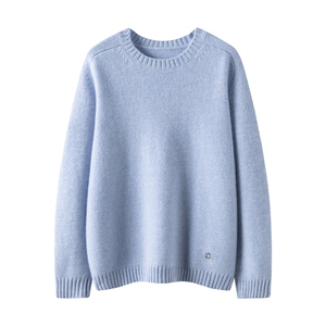 2025年秋季时尚百搭通勤简约休闲花衫圆领马鞍肩，女装羊绒衫，暖习羊绒