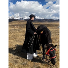 黑红撞色长款垫肩收腰大衣Y962-西装风衣P118毛呢大衣P125，男装西服套装，星座1004-3