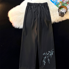 春秋季风绣花休闲长裤绣花宽松版型百搭显高阔腿裤KZ922P-35，男装休闲裤，电商A128