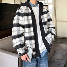 小香风秋装新款拼色男士毛呢港风连帽夹克外套A071-JK108-P125，男装夹克，电商A071