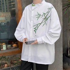 新中式男装风盘扣衬衫设计感唐装内搭长袖衬衣外套C45366-p36，男装衬衫，星座1008