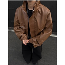 欧美宽松机车服皮衣男潮飞行员PU皮夹克外套W6385-P70，男装夹克，星座412-3
