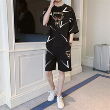 夏季短袖套装男宽松潮牌时尚休闲套装F22P58，男装休闲套装，电商A086