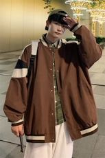 小牛津上衣夹克宽松落肩拼色棒球服外套XZ214-8JK700-P65，男装夹克，星座1204-3
