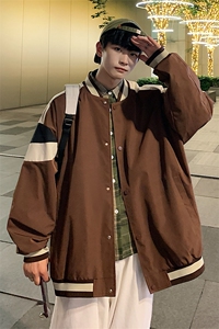 小牛津上衣夹克宽松落肩拼色棒球服外套XZ214-8 JK700-P65图片
