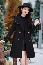 红色毛呢外套女中长款2024年春秋新款收腰显瘦结婚敬酒服呢子大衣，女装毛呢外套，美静678