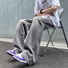 美式复古直筒阔腿长裤男休闲百搭宽松垂坠感做旧牛仔裤RK2045-P47，男装牛仔裤，星座412-2