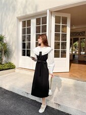 韩式双层娃娃领假两件连衣裙，女装连衣裙，Balance Studio(2F)