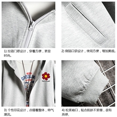 KS21257-P38连帽开衫卫衣男运动外套大码班服网格，男装卫衣，电商A040A