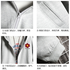 KS21257-P38连帽开衫卫衣男运动外套大码班服 网格图片