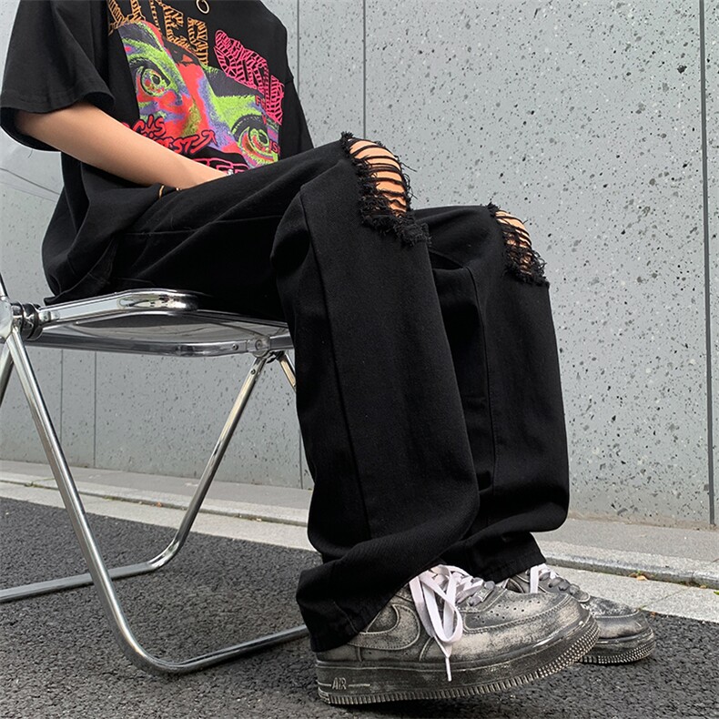 美式hiphop破洞牛仔裤男款夏季水洗微喇裤子高街潮牌62188-p40,男装牛仔裤,星座1008-1