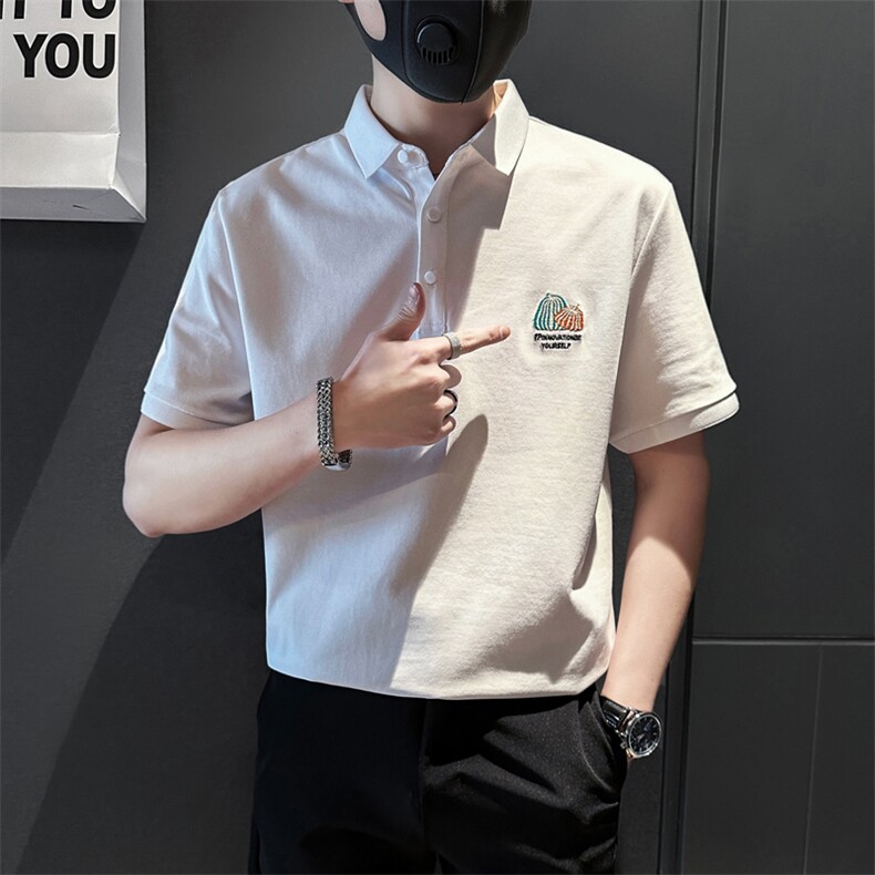 2024夏季新款时尚南瓜刺绣短袖男士翻领POLO衫PL52-P58,男装Polo衫,电商A368
