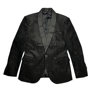 新款亮片条纹修身小西装外套男韩版网红夜店个性西服 XZ021-P135图片