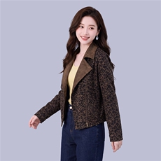 麂皮绒外套女秋时尚豹纹bao款洋气短外套，女装短外套，曼沙奕珂
