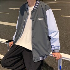工装外套秋韩版复古百搭拼接ins夹克学生宽松bf棒球服W1673-P50，男装夹克，星座512-4