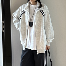 抖音得物高品质二开25秋冬美式重磅结构织带撞色立领卫衣外套W70，男装卫衣，电商A486