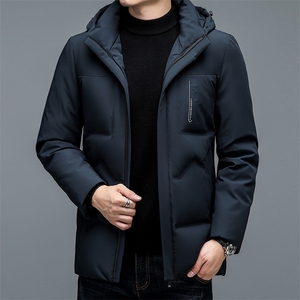 冬季新款男士商务休闲羽绒服中年男装可脱卸帽上衣白鸭绒保暖外套图片