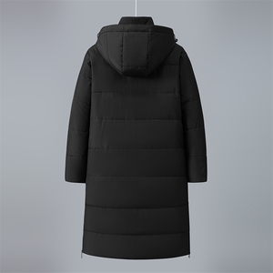 连帽冬季时尚纯色拉链美式白鸭绒羽绒服外套长款校服团购服图片