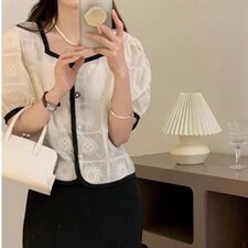 夏季新款小香风珍珠扣提花小衫，其它，L·H·X