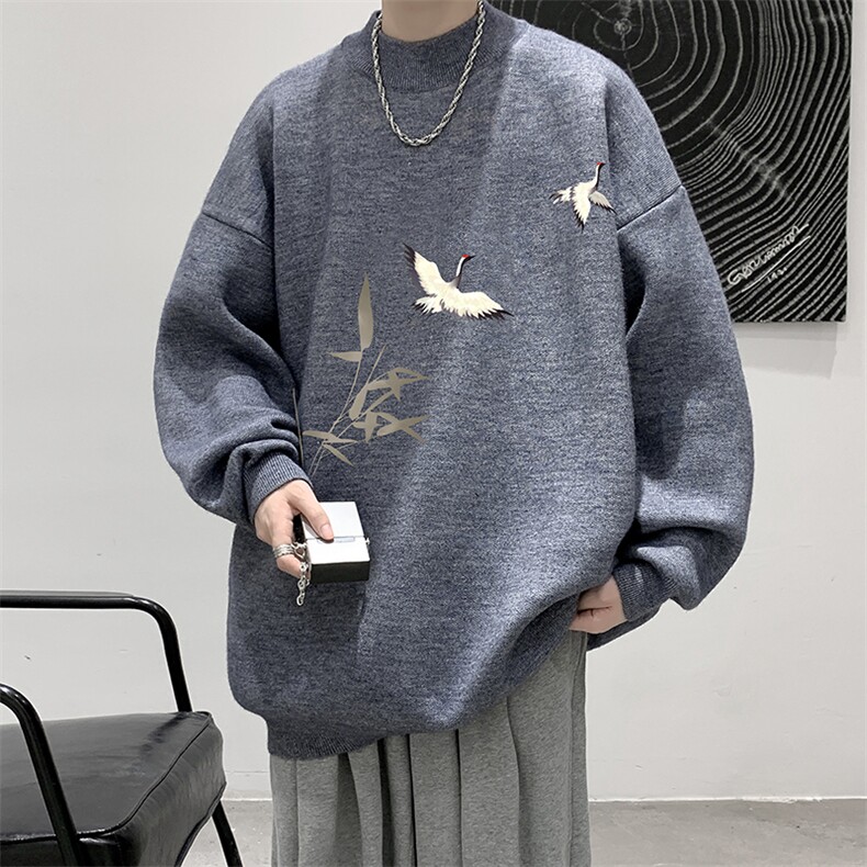 半高领毛衣男大码胖子针织衫毛线衣M18394-P45加绒款-P65,男装针织衫/毛衣,电商A040
