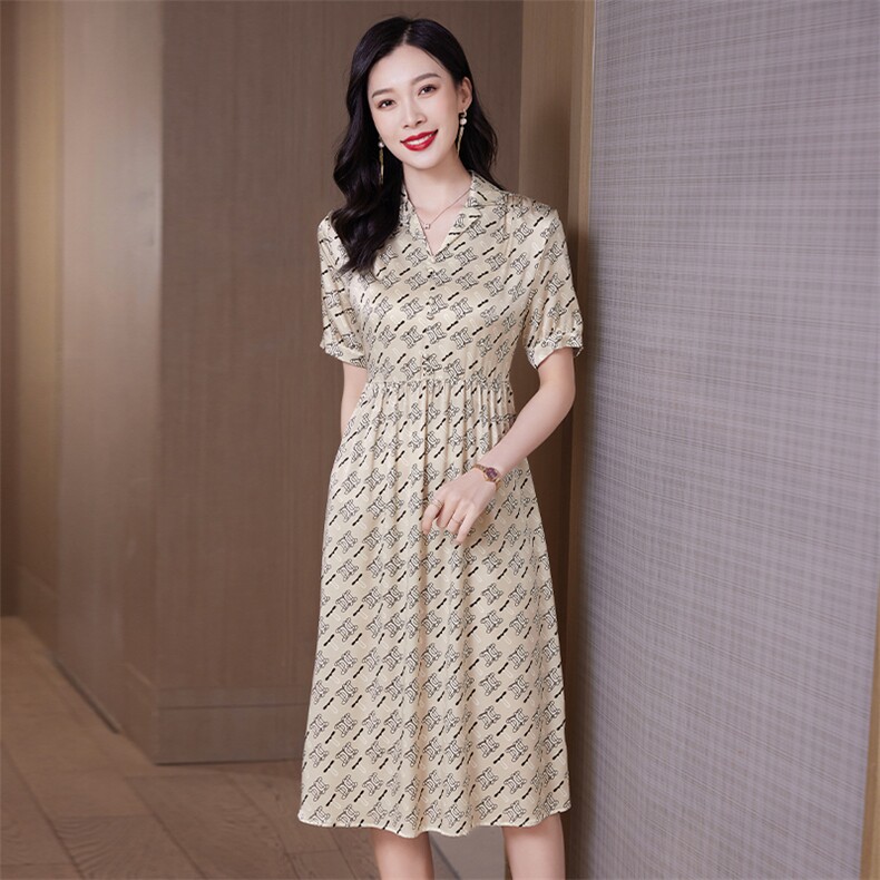 高级感碎花真丝连衣裙女2026新款大码女装遮肚子显瘦真丝裙子夏，女装连衣裙，阿舍尔精品