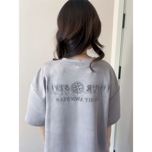 H0877-P35推荐双订标+刺绣+印花休闲情侣短袖T恤图片
