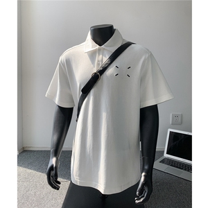 主推 马吉拉绣花重磅POLO衫短袖T恤宽松翻领上衣男 H1073特P35图片