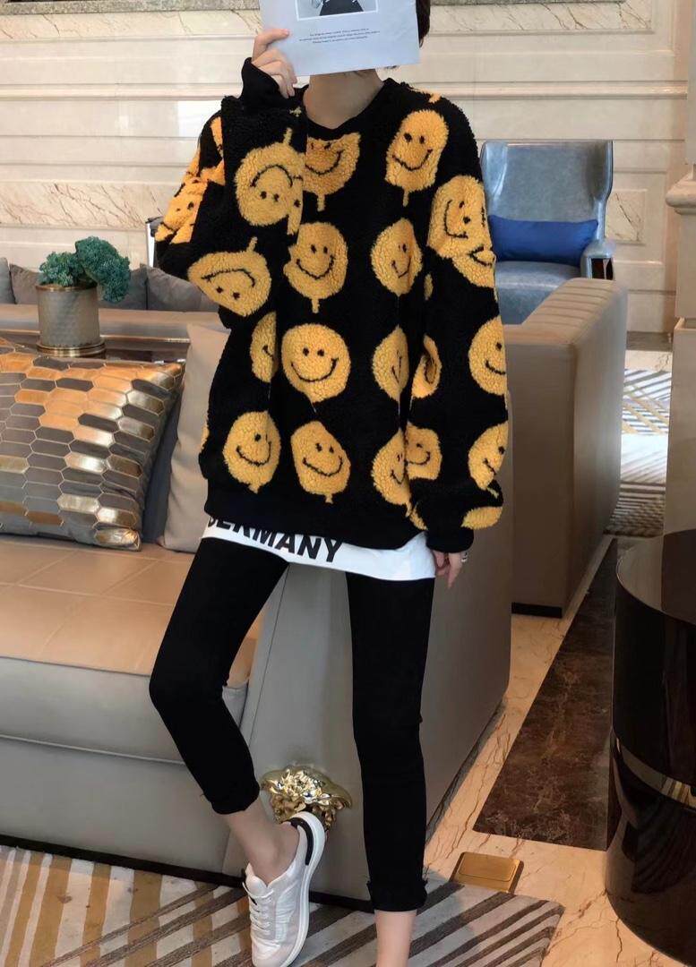 2021新款韩版时尚宽松羊羔毛加绒加厚卫衣，女装卫衣/绒衫，依露奇