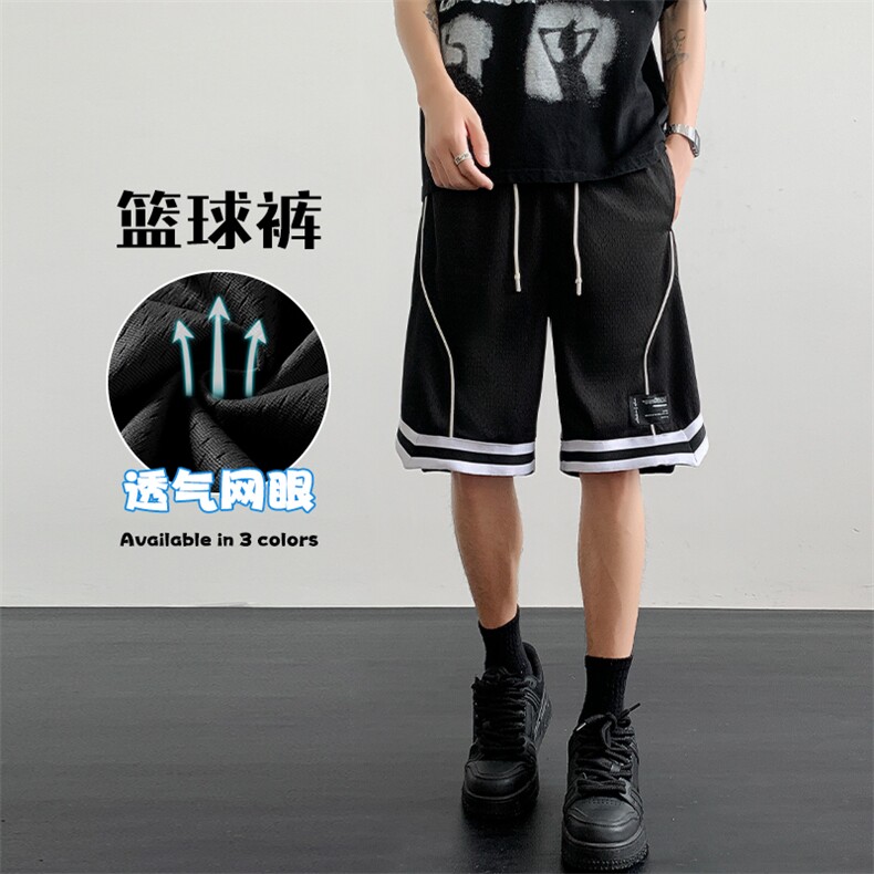 特批P28无差价夏季网眼透气篮球裤条纹开叉休闲五分短裤男DK1881,男装牛仔裤,电商A001-1