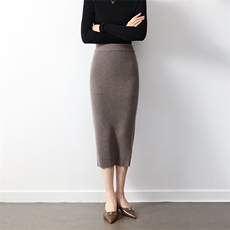 2025年秋季中腰百搭多股加厚抽条长裙，女装半身裙，举月羊绒