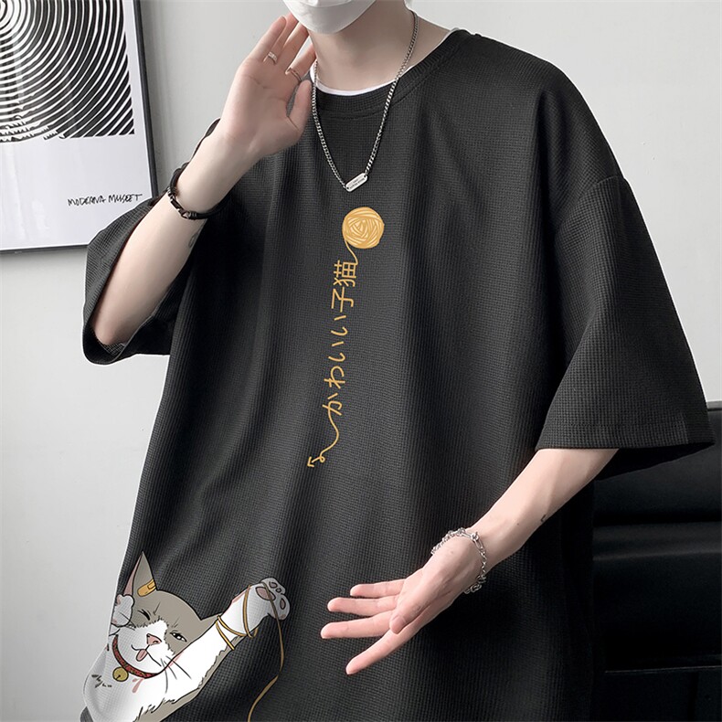 HT73013-P22华夫格t恤男短袖男大码五分袖大皂风,男装T恤,电商A040