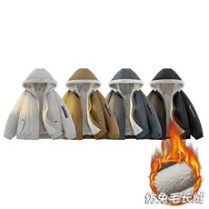 2025复古加绒毛领棉衣冬季新款座山雕宽松连帽派克棉服M2555p88，男装棉衣，电商D315
