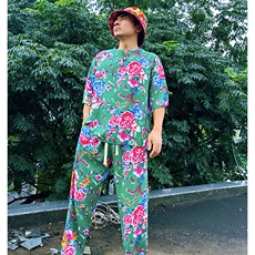 TZ340男士夏秋风大花套装大码宽松凉爽透气个性外套可作睡衣，男装休闲套装，星座115A-2