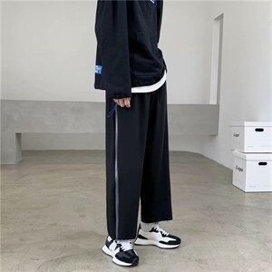 新款韩版潮流拉链休闲裤宽松潮牌ins港风痞帅直筒阔腿裤w225-p30图片