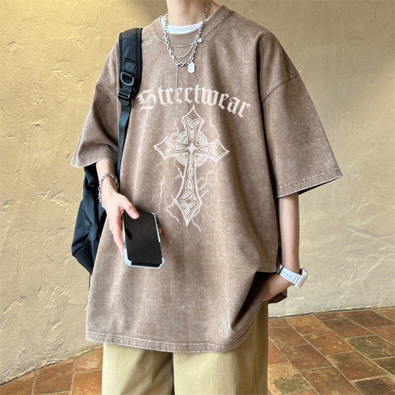！2023夏季新款男士水洗短袖T恤潮牌雪花半袖XT106P35,男装T恤,电商B220