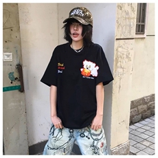 万针全刺绣工艺抖音得物高品质260克重磅纯棉双纱美式高街短袖T恤，男装T恤，电商A486-1