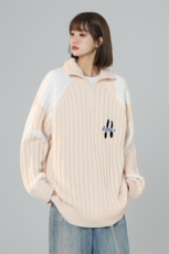 M8163/P75冬季美式复古撞色开衫毛衣外套潮牌宽松bf?百搭针织衫，女装针织衫/毛衣，电商A141
