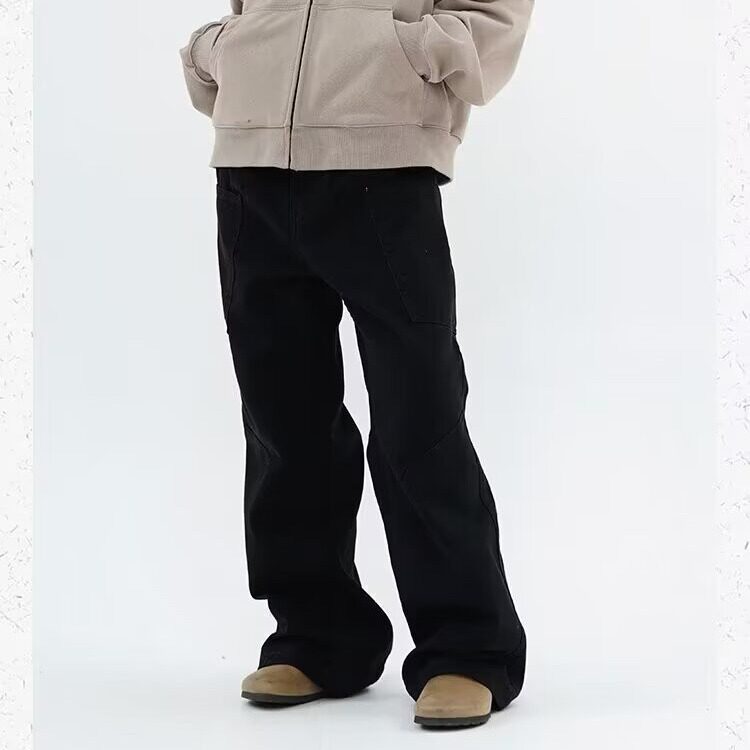 美式街头宽松阔腿百搭长裤潮流牛仔裤直筒工装裤男女AMT29P38，男装牛仔裤，星座1013-5