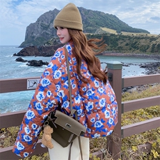 设计感撞色印花90白鸭绒羽绒服2025冬季新款时尚小众立领保暖外套，女装羽绒服，2C196