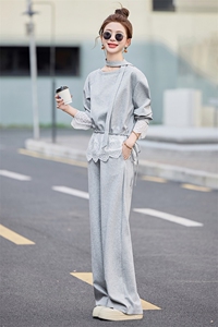 一字肩卫衣卫裤两件套女春季2025独特漂亮超火韩系休闲蕾丝一整套图片