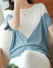 拼色圆领宽松短袖，其它，魅力元素